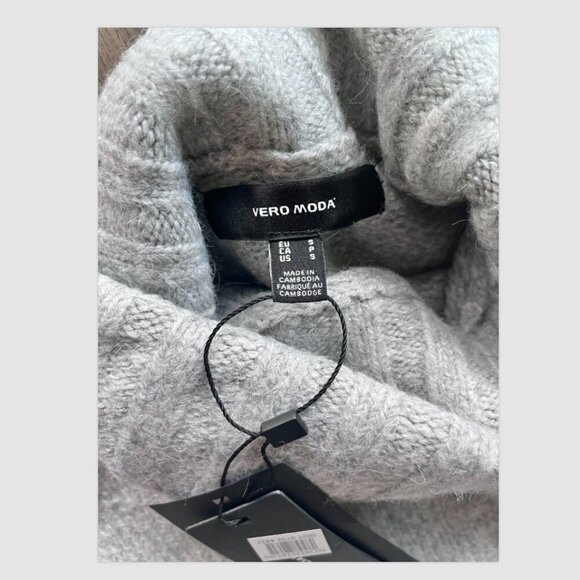Vero Moda New Vmberko Rollneck Sweater Size S Light Gray Cozy Cottagecore - Picture 4 of 7